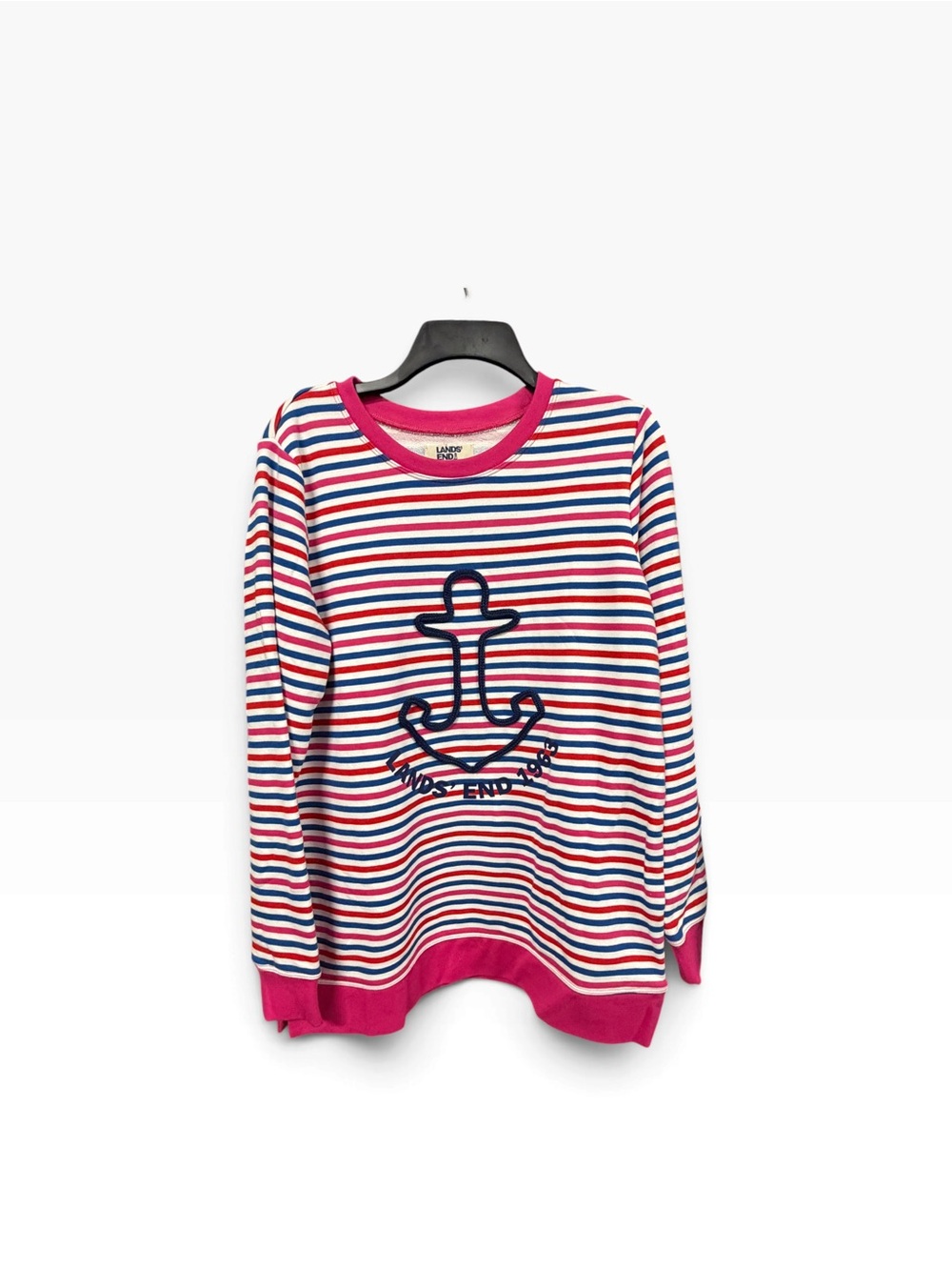 Lands’ End Serious Sweats Women’s Medium Striped Anchor Sweatshirt Tunic